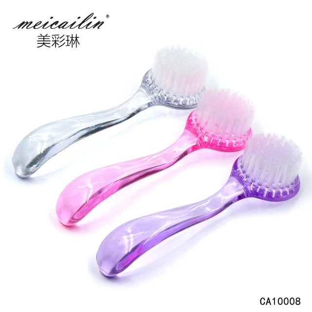 Meicailin 1pcs Nail Dust Powder Clean Brush Clear Plastic Round Make Meicailin 1pcs Nail Dust Powder Clean Brush Clear Plastic Round Make Up Washing Brushes With Cap