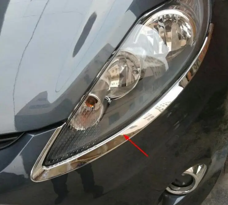 

For Ford Fiesta Sixth generation 2008-2012 ABS Chrome Front headlight Lamp Cover shade eyebrows trim 2pcs
