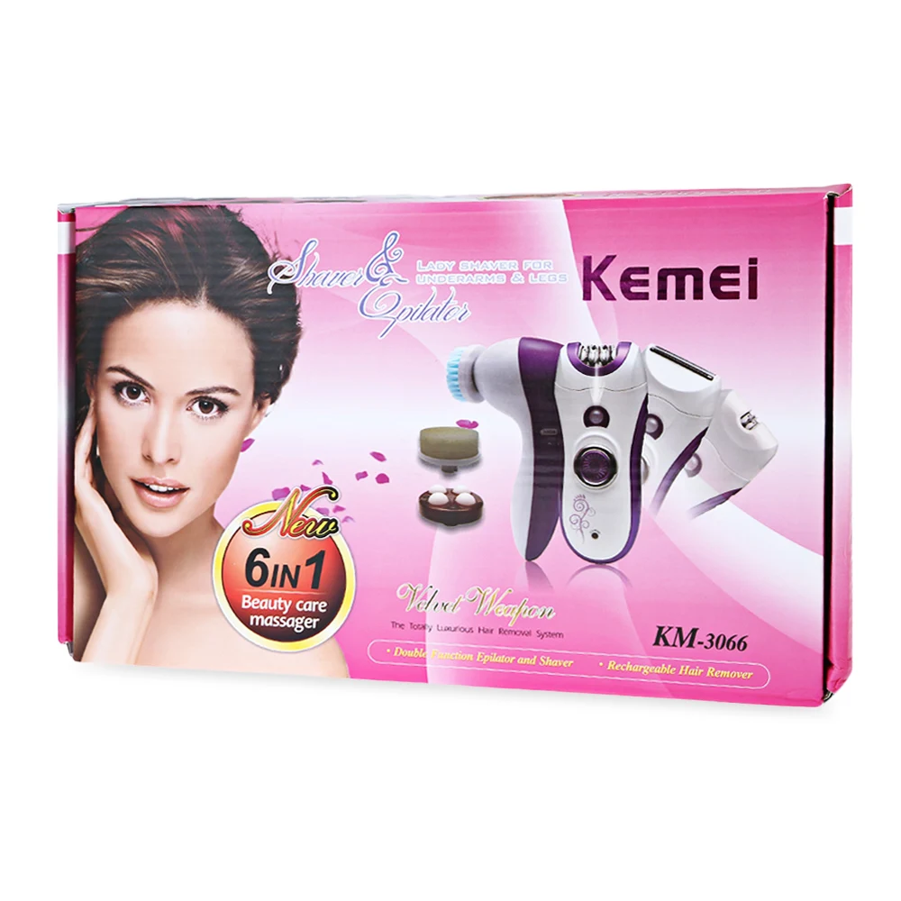 Kemei Lady 6 в 1 Многофункциональный Эпилятор инструмент для чистки лица аккумуляторная беспроводная Женская бритва для удаления волос KM-3066 EU