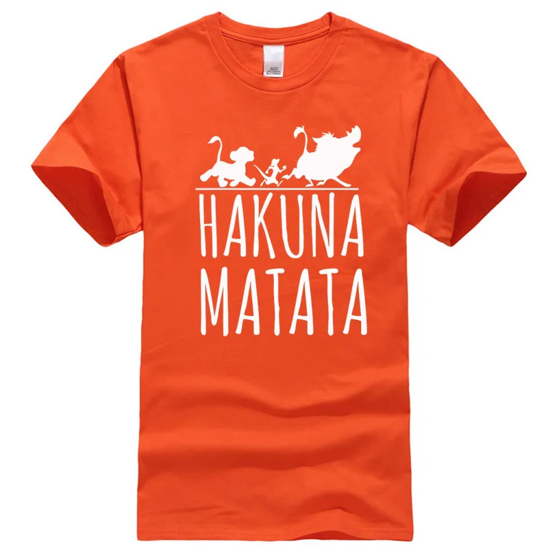 Мужская Повседневная футболка высокого качества из хлопка с принтом hakuna matata, с коротким рукавом, мужская повседневная Летняя футболка с надписью Big Bang Theory - Цвет: Orange