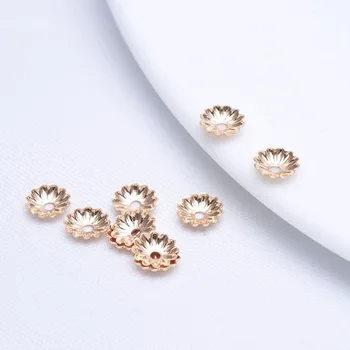 

20PCS 6MM 24K Champagne Gold Color Plated Brass Flower Beads Caps High Quality Diy Jewelry Accessories