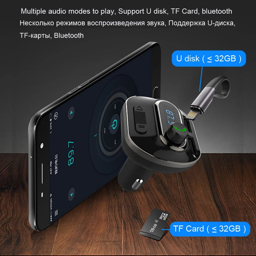 AGETUNR Bluetooth Car Kit Handsfree Set MP3 Player FM Transmitter 2 USB 5V 3.4A Support TF Card & USB Music & AUX Line Out AGETUNR Bluetooth Car Kit Handsfree Set MP3 Player FM Transmitter 2 USB 5V 3.4A Support TF Card & USB Music & AUX Line Out