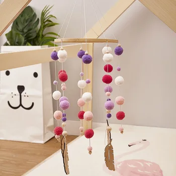 

Kids Wooden Baby Rattles Mobile Plush Beads Wind Chimes Bell Toys Kids Bed Hanging Decor Photography Props Gifts for Children