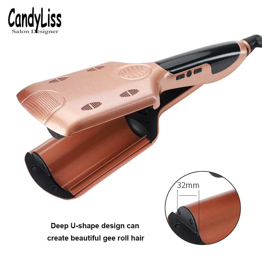 

2019 LCD Display Deep Wave Hair Curling Irons Ceramic Triple Barrel Big Wave Curlers Big Corrugated Hair Curler