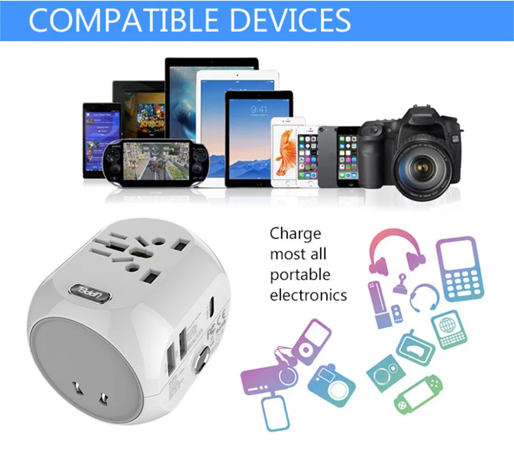 

2019 New Charger Adapter Universal World Wide Travel Charger Adapter Plug Foreign Travel Power Converter UK US EU AU