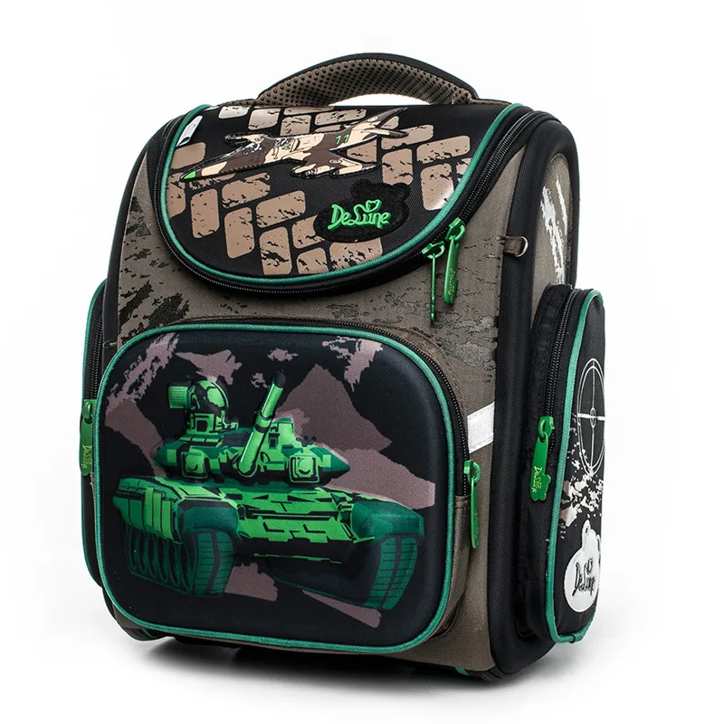 

Delune Cartoon School Bags Mochila Infantil Car Pattern Children Orthopedic School Backpacks for Boys Bookbag Backpack Grade 1-5