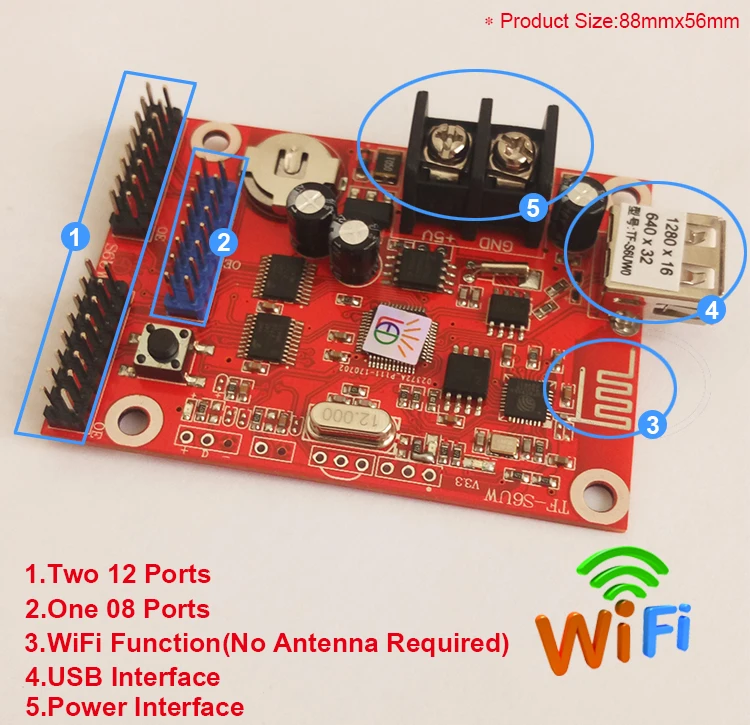 TF-S6UW led controll card WIFI+USB-disk Led single & double color controller card tf-s6uw wifi card usage for indoor and outdoor (4)