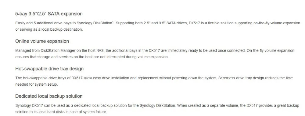 NAS Synology Disk Station DX517 5-bay diskless nas, SATA expansion, 3 года гарантии