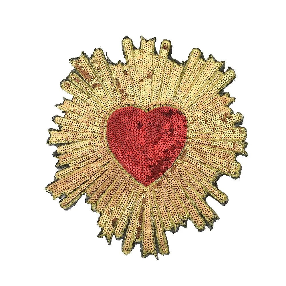 

1PC New Arrival Sequins Hearted Patches for Clothes 3D Heart Sequined Patch DIY Decoration Appliques Iron on Paillettes Patch