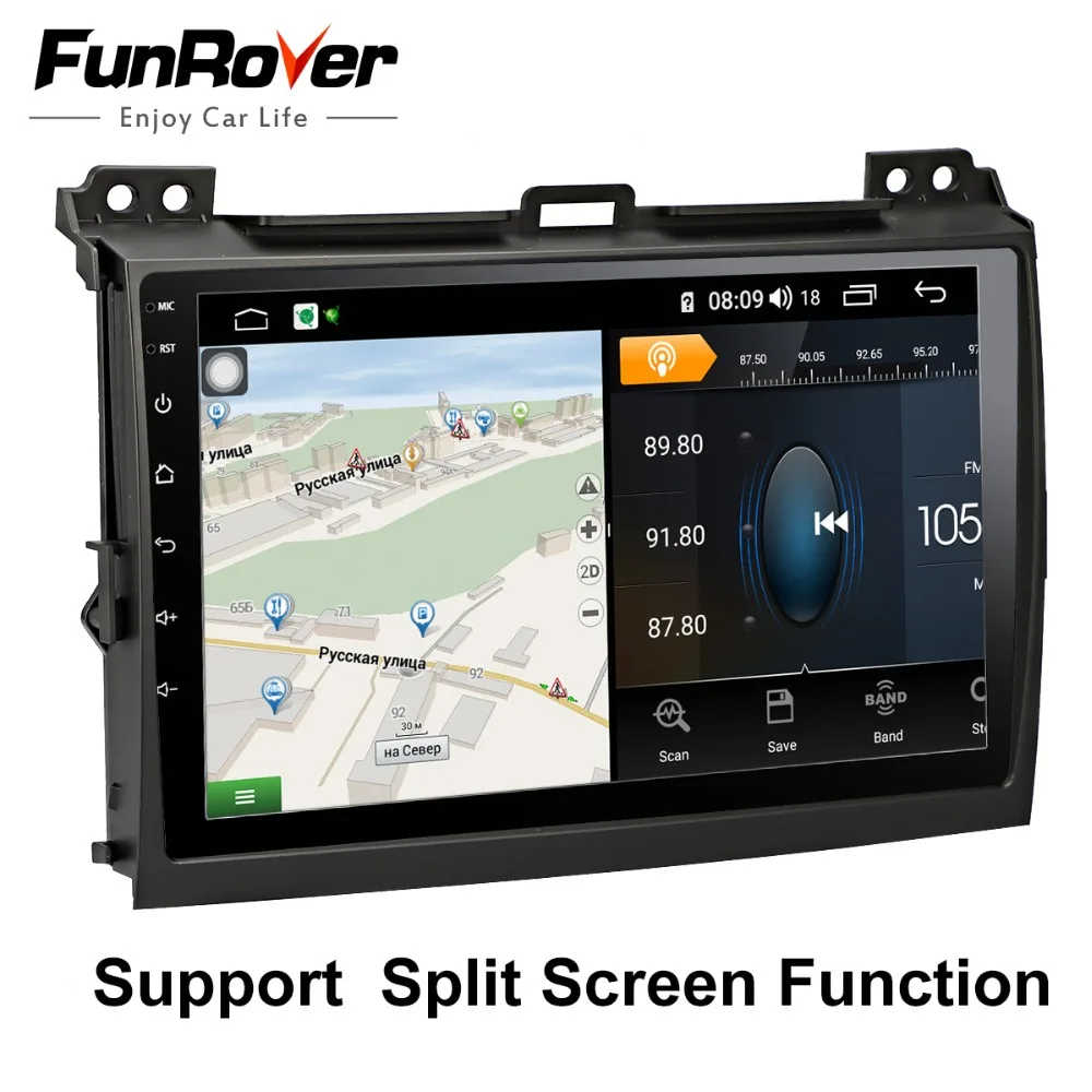 Funrover 9 'ips Android 9,0 Автомобильная Мультимедийная Автомагнитола для Toyota Land Cruiser Prado 120 2004-2009 8 яд рами gps Navi Навигация стерео плеер