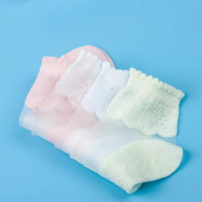 Girls Socks Mesh Style Baby Socks with Trendy Elastic Lace Flowers Summer 5 Pairs/Lot children socks