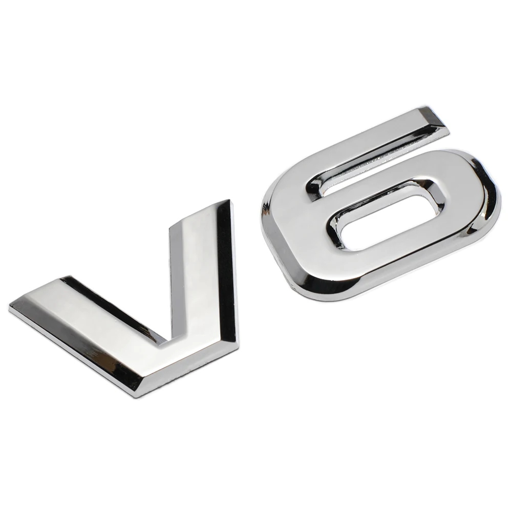Автомобильный хромированный металлический значок V6 3d-наклейка на багажник