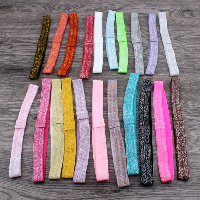 100 pcs/lot, 5/8" Glitter Elastic Headband Interchangeable Headbandin