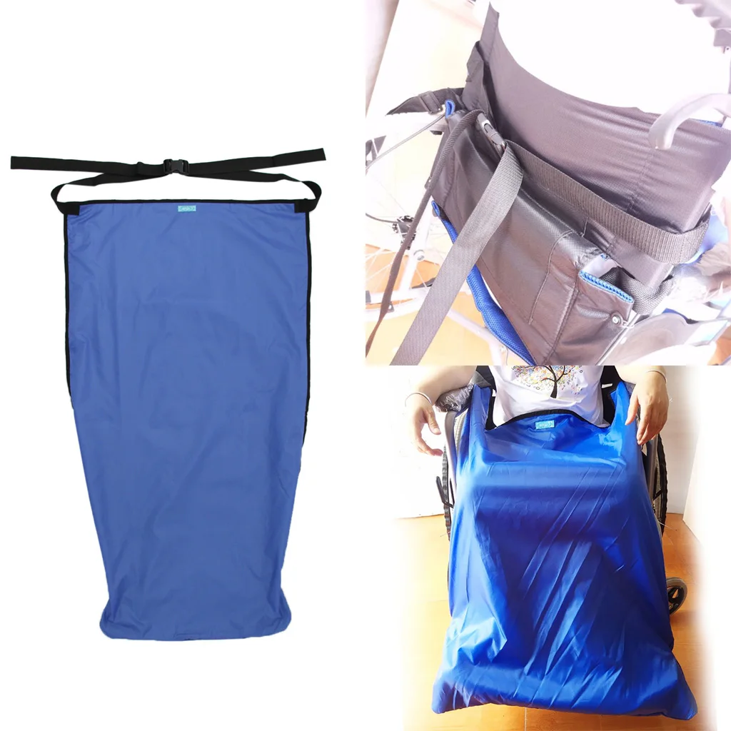 Waterproof Windproof Warmer Wheelchair Cover Blanket with Two Hook Loop Strap - S (110x72 cm) / M(130x72 cm) - Blue