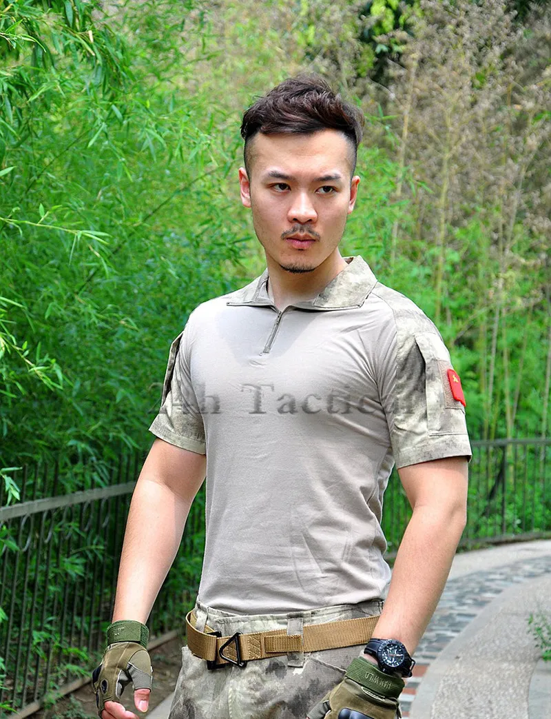 Мужская дышащая камуфляжная футболка, тактическая армейская Боевая футболка с коротким рукавом, военная сухая камуфляжная футболка для лагеря, одежда для пейнтбола