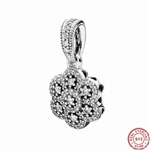 925 стерлингового серебра цветочные бусины кулон бусины вырезанные сердца прозрачный CZ DIY Fit PANDORA Подвески для женщин ювелирные изделия FL492