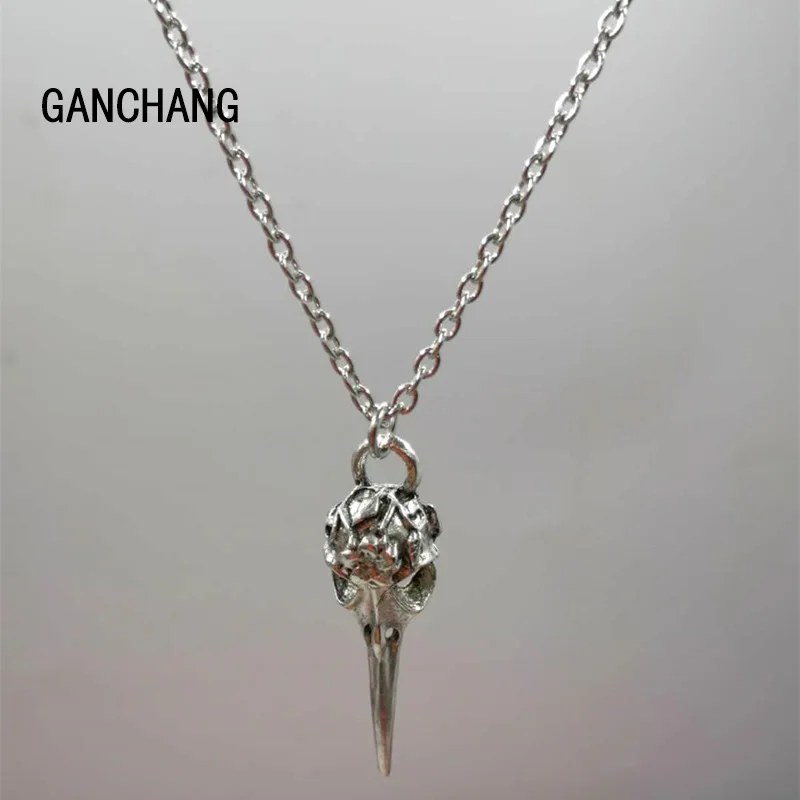 

Gothic Crow, Crow Bird Skull Necklace Pendant Pendant Vintage Silver Statement Necklace Women Jewelry Party Halloween