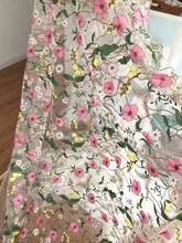 Delicate Colorful floral embroidery tulle lace fabric by yard for wedding gown bridal dress flower girl bridalmaid dress fabric