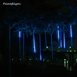 Многоцветные 30 см метеоритный дождь трубы AC100-240V светодиодный Рождественские огни вечерние сад Xmas новогодние гирлянды открытый