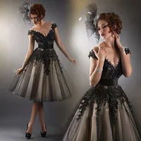 2014 New Sexy Black Lace Special Occasion Dresses Short Ball Prom Dress Cocktail Dress Evening Knee Length With Short Sleeves