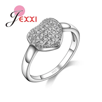 

High Quality Stamp Silver Jewelry Romantic Heart Shape Fashion Women Party Wedding Rings Birthday Gifts
