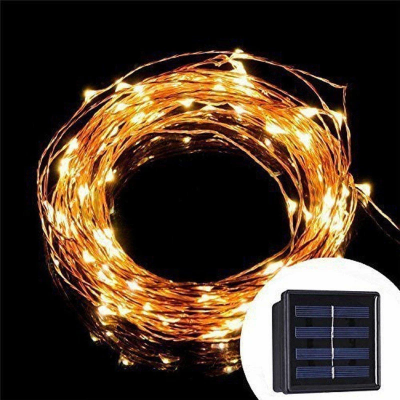 

33Ft/10m 100 LEDs Christmas Tree Garland Decoration Solar Plug Garden Light Outdoor Copper Wire String Starry Fairy Lights Home