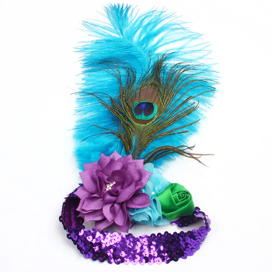Glam Pageant Girls Peacock Costume Baby Kids Peacock Tutu Dress with Feather Glitter Headband Children Birthday Carnival Dress (4)