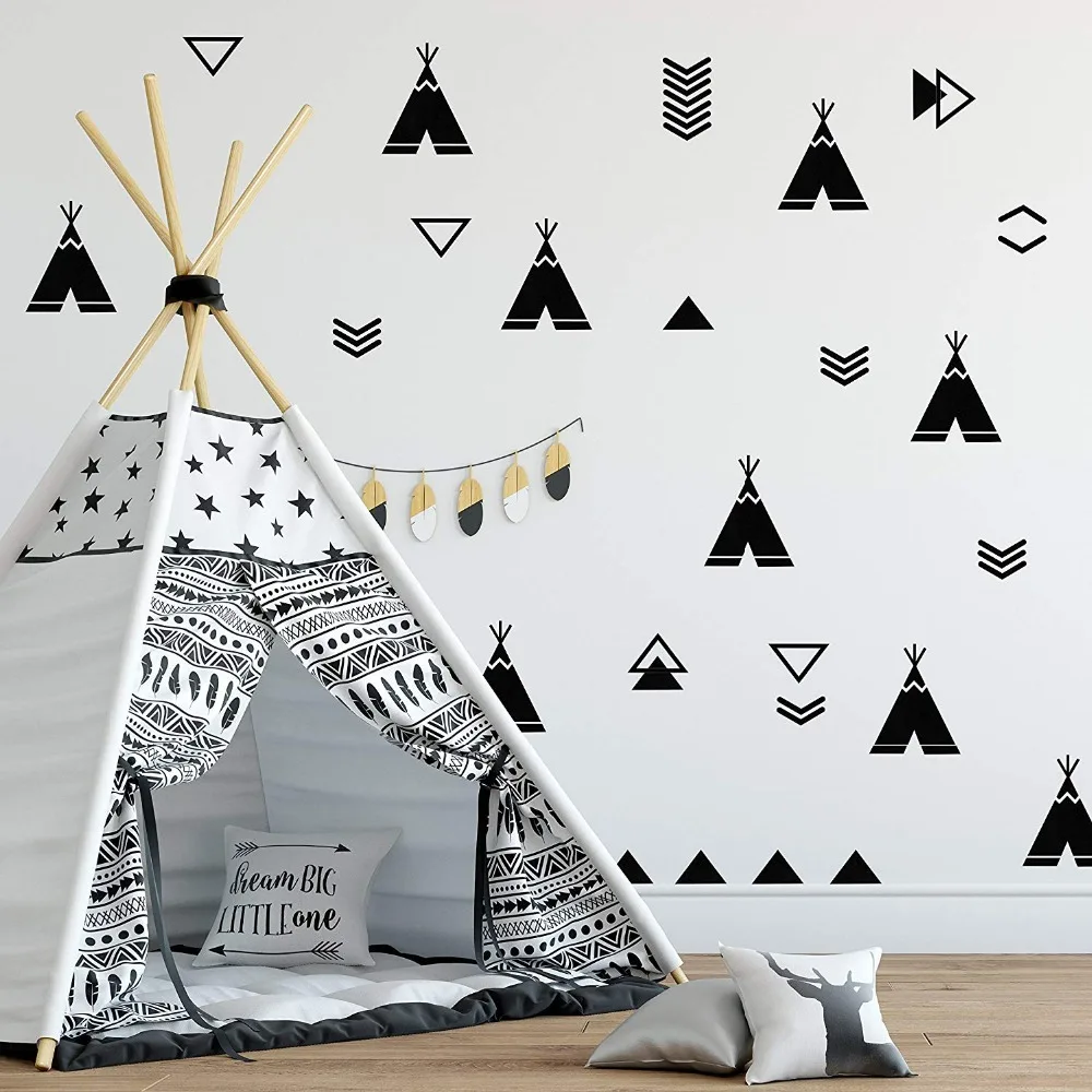 Nordic Tents Wall Vinyl Decal Tent Sticker Nursery Adhesive Tribal TeePee for Kids Baby Bedroom Home Decoration B162 | Дом и сад