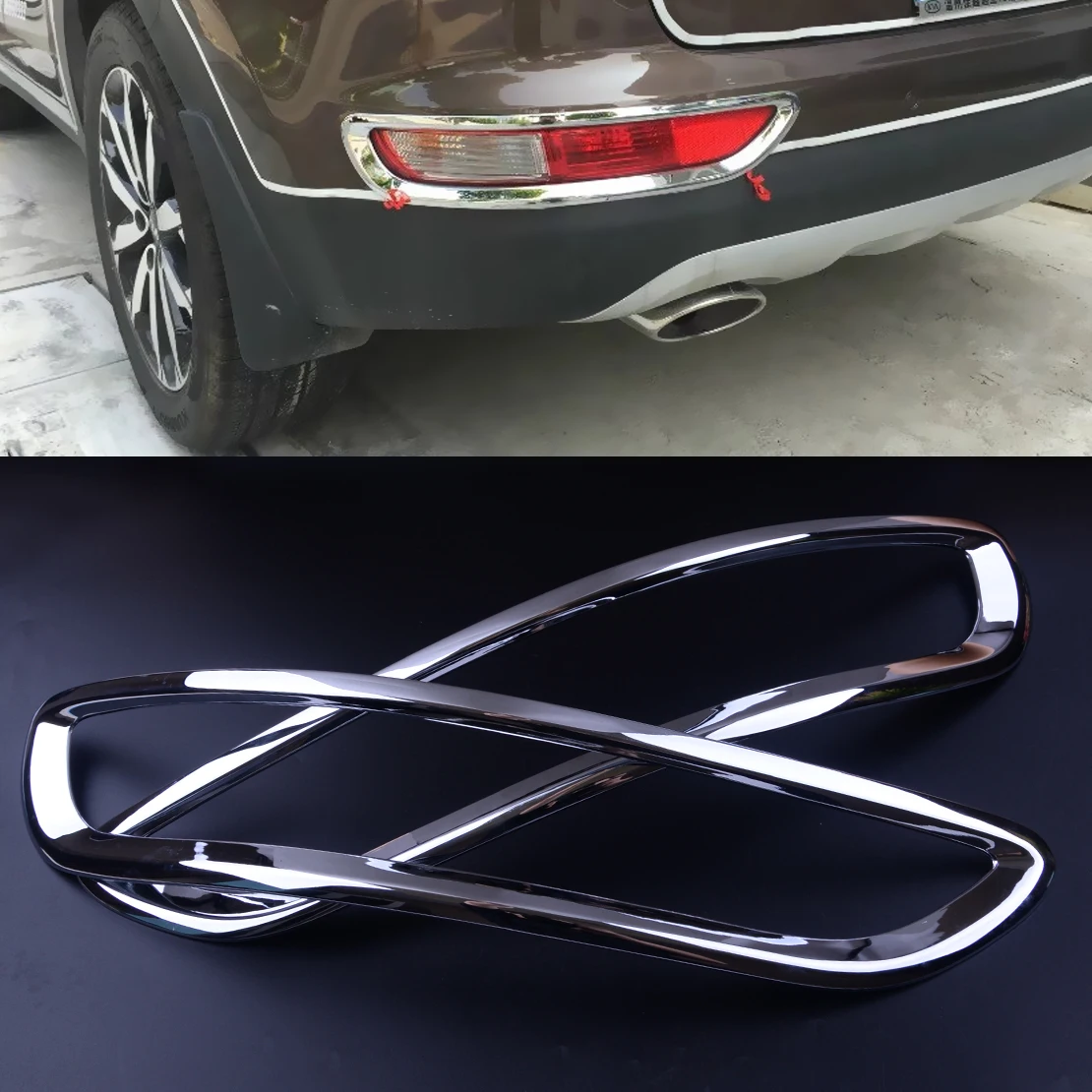 CITALL 2pcs Silver Chrome Rear Reflector Fog Light font b Lamp b font Cover Trim Fit