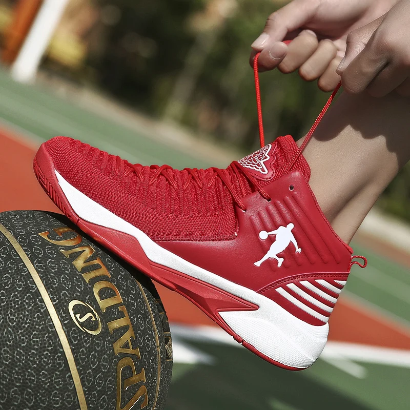 Baloncesto transpirable hombres Air Mesh deporte al aire libre zapatillas de cojín alta superior encaje entrenadores tobillo Baloncesto