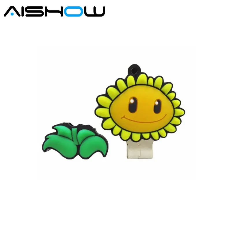 Free shipping 4G/8G/16G/32G/64G sunflower USB 2.0 usb flash drive memory Silicone Rubber Cute plant USB Flash Memory