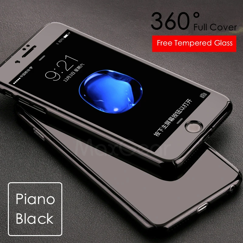 Luxury Piano Black 360 Degree Hard PC Case For Apple iPhone 5 5S SE 6 6S 7 Plus Slim Full Body Cover Capa+Glass Screen Protector Luxury Piano Black 360 Degree Hard PC Case For Apple iPhone 5 5S SE 6 6S 7 Plus Slim Full Body Cover Capa+Glass Screen Protector