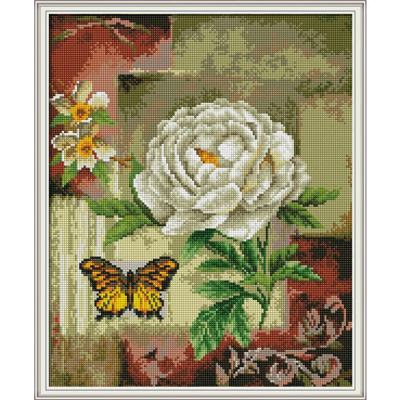 Бабочки над цветы, алмазная Вышивка Полный дисплей Алмазная мозаика алмазная живопись вышивка крестиком подарок DIY украшение дома - Цвет: 35cmx43cm(Square)