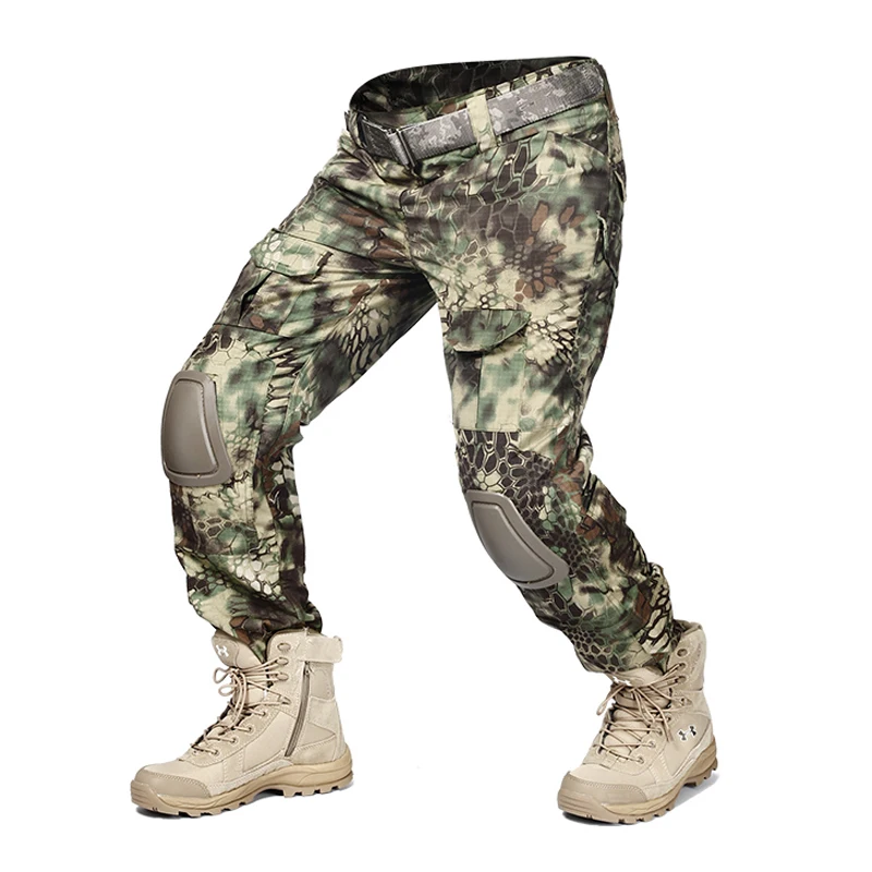 Tactical Camo Pants Men Military SWAT Airsoft Cargo Pants Knee Pads