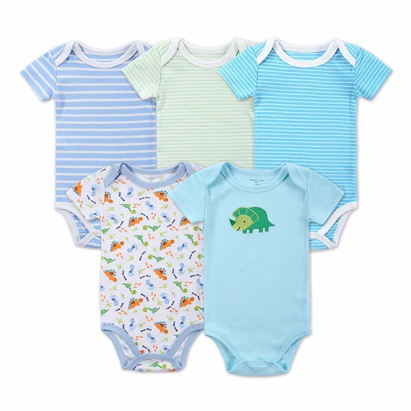 Summer 5pcs/lot Baby Clothes Baby Romper O Neck 100Cotton Cute Styles Newborn Baby Boys girls