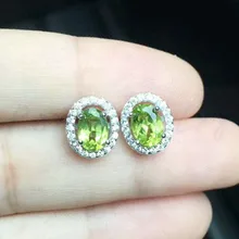 Шпилька из перидота, серьги,, натуральный аметист или другой драгоценный камень, серебро 925 пробы, 0.85ct* 2 шт, gemsstone# F18090303