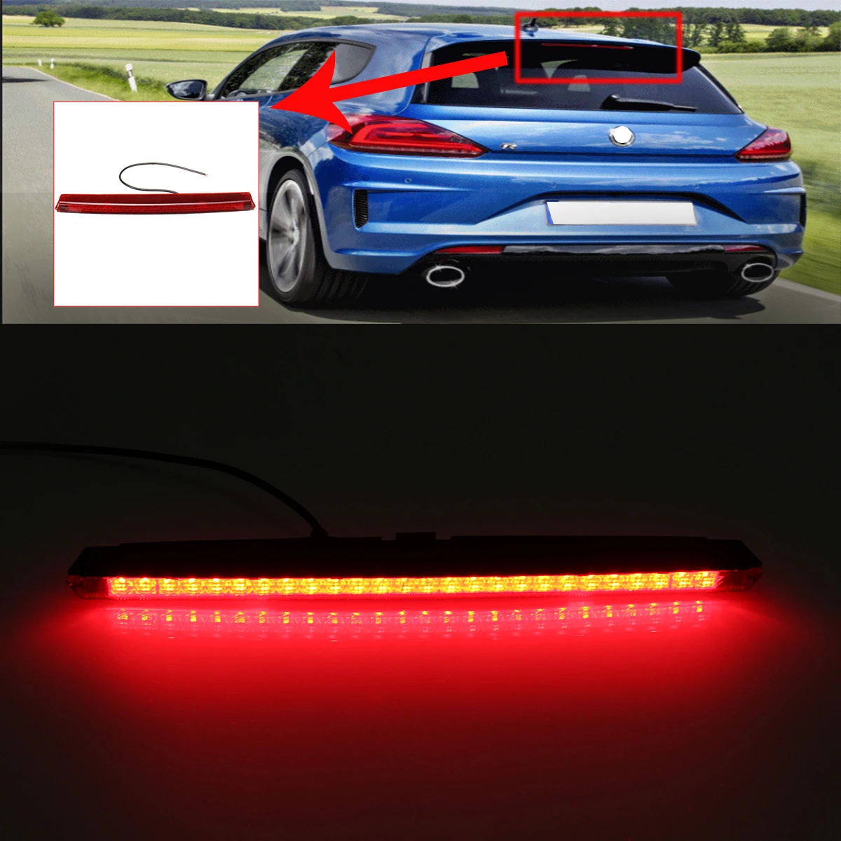 

12V Car Third Brake Light Lamp LED Rear Brake Stop Red Color Light High Level Brake Light For Volkswagen Scirocco MK3 2009-2017