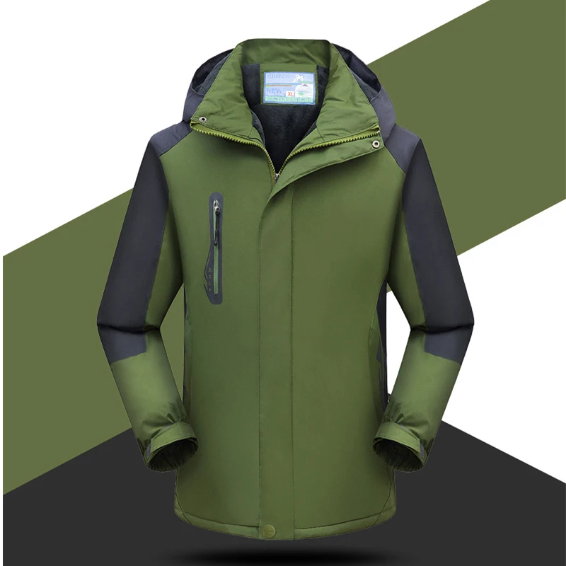 Men Ski Suit Jacket Hooded Softshell Outdoor Windproof Waterproof Hiking Winter Skiing Snowboard Bomber Jackets Fishing Costume (16)
