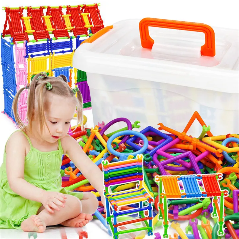 500 шт DIY Сборные строительные блоки смарт-палочки игрушки волшебная палочка вставки блок Развивающие детские игрушки коробка для хранения подарки