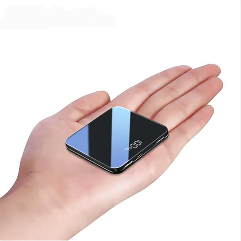 

Mini Power Bank 8000mah Thin Mirror Screen 2.1A Fast Charging 3 in1 Built-in Line Charger Powerbank portable charger