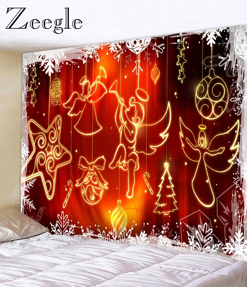 

Zeegle Christmas Theme Pattern Tapestry Wall Hanging Beach Throw Rug Carpet Tapestries Home Art Psychedelic Decor Beach Towel