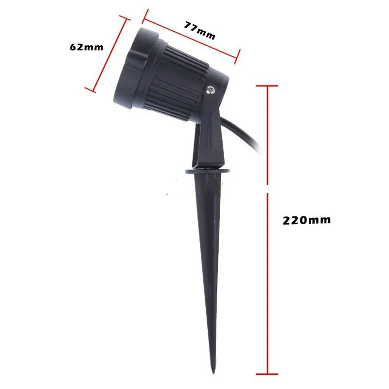 2Pcs/Lot Wholesale Free Shipping Wedge Black 3W LED Garden Light 85-265V IP65 LED Lawn Spike Lights 3 Years Warranty