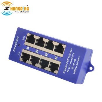 

Mini 4 Port Gigabit PoE Injector Security PoE Patch Panel Midspan PoE port + Lan Port For CCTV Camera, Mode B