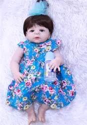Bebes reborn 22 дюймов полный силиконовые куклы reborn baby кукла игрушка подарок пляжное платье девушка гиперреалистичные пупсы живой bonecas