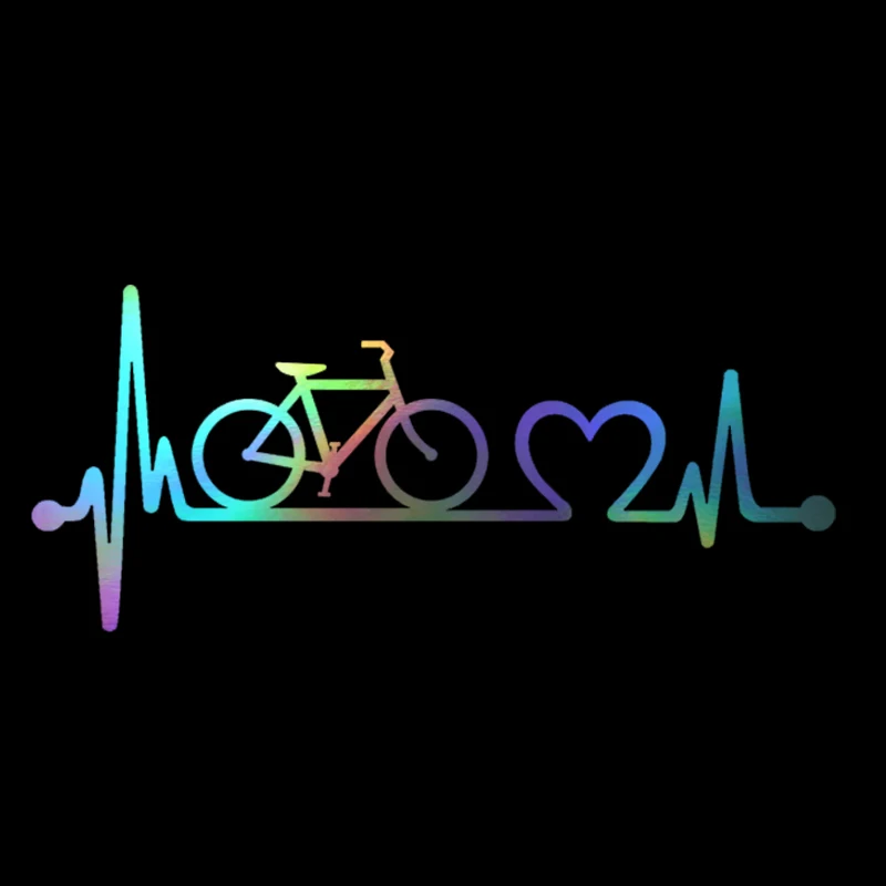 Bicycle Heartbeat Lifeline Cycling Fashion Vinyl Stickers Decals Car Styling Car Body Window Decoration Stickers 18.5cm8.1cm