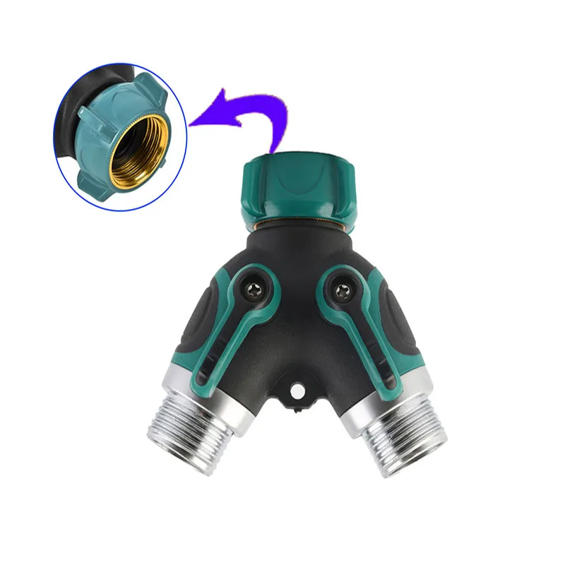 

1 Pcs Y Connector Female Quick Connector Drip Irrigation System Adapter two way Valve Garden Irrigation G3 / 4'' Quick Coupling