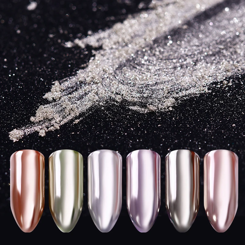 الفضة روز الذهب لامع مرآة بودرة لامعة للأظافر الكروم مسمار الفن الغبار الصباغ مسمار غمس التألق مانيكير الأشعة فوق البنفسجية هلام البولندية