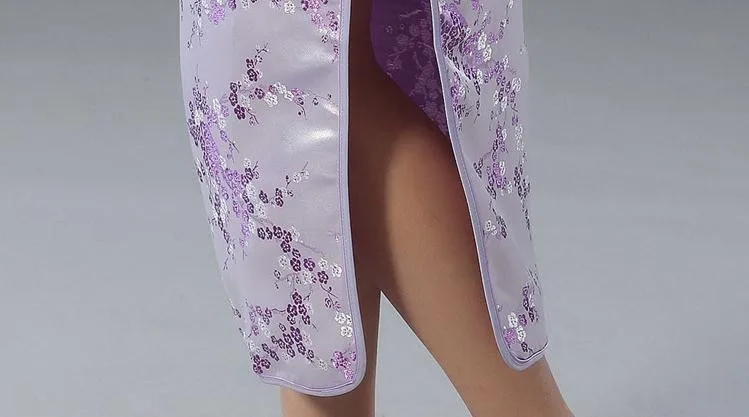 Black Satin Qipao with Floral Pattern #6