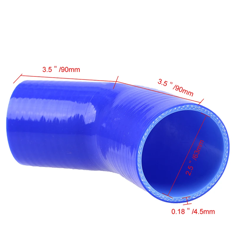 POSSBAY 45 градусов автомобильное крепление на локоть холодного воздуха индукции трубы воздуховод шланг трубки Силиконовый Фильтр турбокомпрессора 38/45/51/57/63/70/76/83 мм