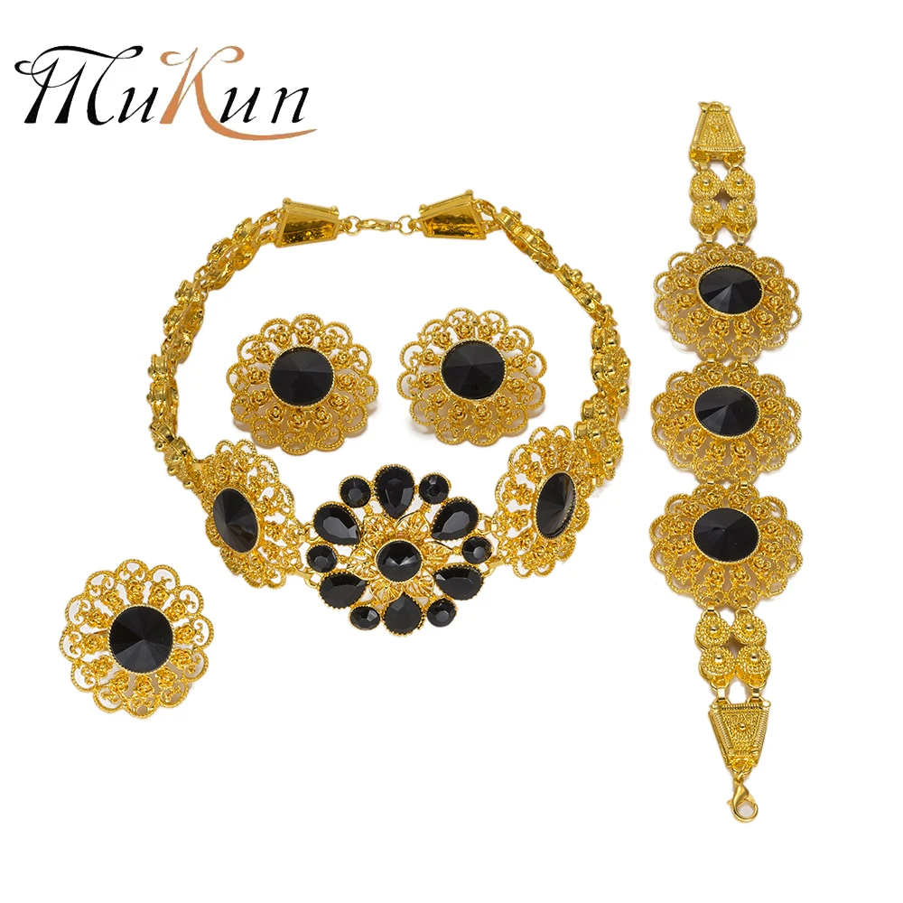 

MUKUN Bridal Gift African Beads Jewelry Set Brand Dubai Gold Color Jewelry Set 2018 Nigerian Wedding Wholesale fashion Design